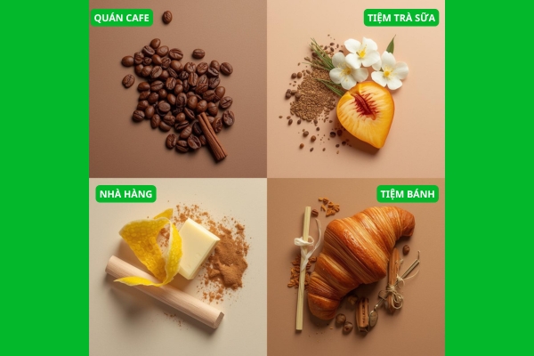 Các loại mùi hương đặc trưng phù hợp cho từng mô hình quán trà sữa, tiệm bánh và nhà hàng sang trọng.