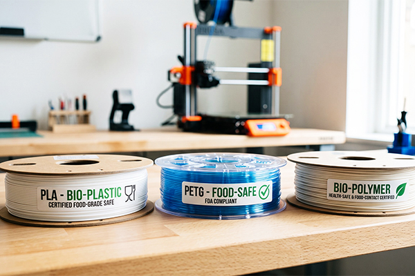 Phân tích đặc tính các dòng nhựa in 3d an toàn cho thực phẩm như PLA, PETG và PP chịu nhiệt.