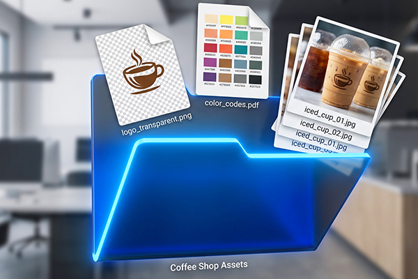 Chuẩn bị tài nguyên hình ảnh sắc nét là bước đệm trong cách dùng Canva thiết kế Menu/Standee để xây dựng nhận diện thương hiệu.