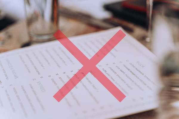 Thiết kế menu với danh sách món quá nhiều lựa chọn.