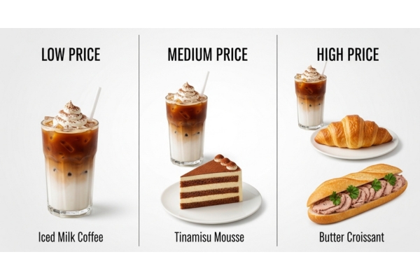 Minh họa chiến lược giá mồi nhử (Decoy Effect) giúp điều hướng khách hàng lựa chọn combo có lợi nhuận cao nhất.