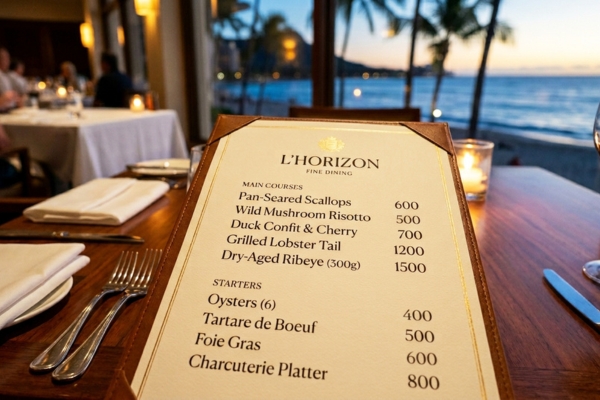 Định giá uy tín (Prestige Pricing) cho nhà hàng sang trọng ưu tiên con số tròn trịa để khẳng định đẳng cấp thương hiệu.