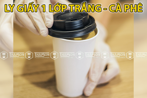 Ly giấy trắng 1 lớp, bao bì đựng cà phê mang đi