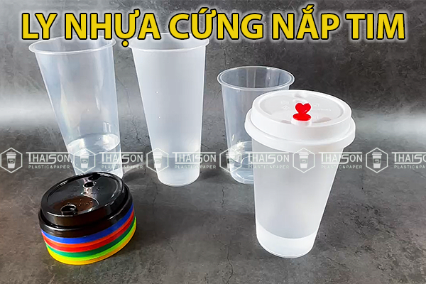 Ly nhựa cứng nắp tim, kinh doanh trà sữa & trà trái cây