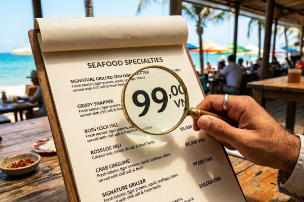 Hiệu ứng chữ số bên trái khiến bộ não thực khách mặc định giá 99.000đ thuộc phân khúc rẻ hơn 100.000đ.