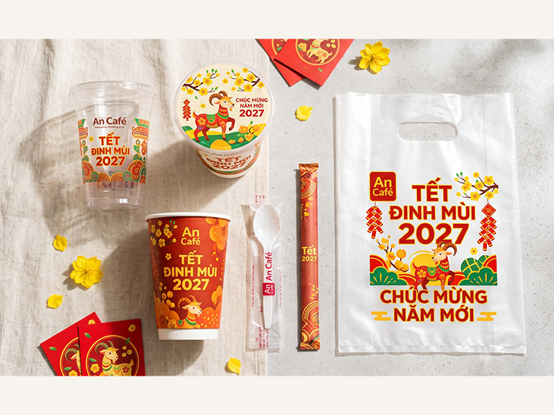 Tối ưu trải nghiệm đóng gói đồ ăn uống mang đi bằng cách kết hợp sản phẩm in ly nhựa, in ly giấy cùng hộp giấy, tô giấy, túi nilong, ống hút và muỗng nhựa.