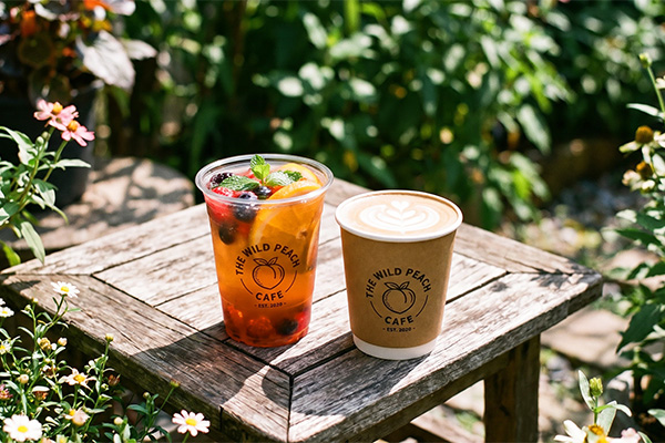 Hoàn thiện quán cafe sân vườn đẹp bằng giải pháp in logo ly nhựa sắc nét và in ly giấy theo yêu cầu cao cấp.