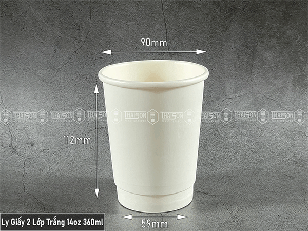 Ly Giấy 2 lớp trắng 14oz ~ 360ml đựng cà phê mang đi