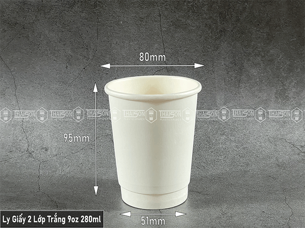 ly giấy 2 lớp trắng 9oz ~ 480ml đựng cà phê mang đi