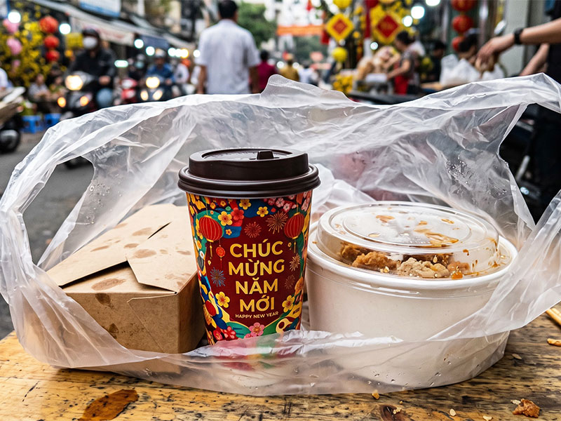 Ly khay sẵn không thể tạo ra sự đồng bộ với túi đựng ly, hộp giấy và tô giấy đựng thức ăn, làm giảm đi sự chuyên nghiệp của quán trong mắt thực khách.