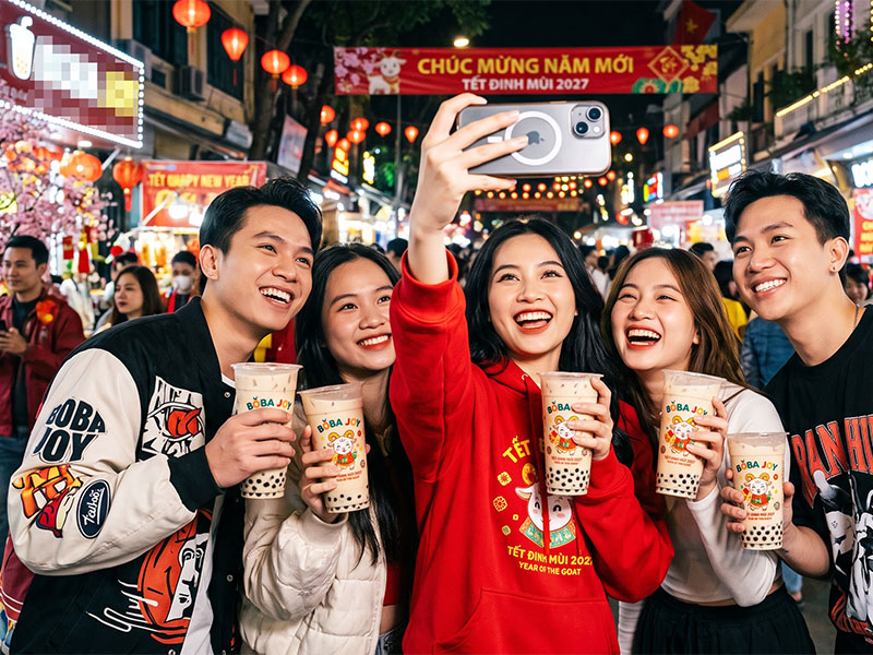 Mẫu mã ly nhựa và ly giấy được in logo và họa tiết bắt trend Tết 2027 sẽ đánh trúng tâm lý khoe ảnh của thế hệ Gen Z, giúp quán thu hút hàng ngàn lượt tương tác tự nhiên trên mạng xã hội.