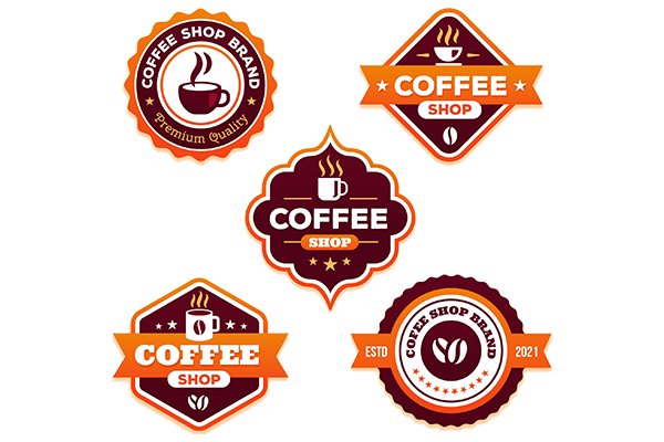 In logo trên bao bì kinh doanh trà sữa và cà phê mang đi