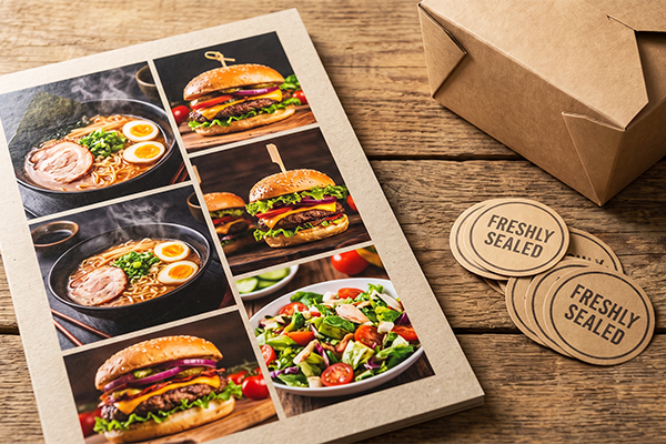 Ứng dụng giấy Couche để sản xuất tem nhãn decal dán và menu gọi món giúp tối ưu hóa trải nghiệm khách hàng.