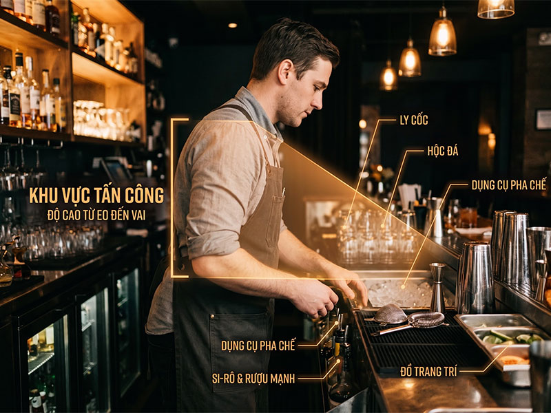 Tận dụng không gian chiều dọc theo quy tắc 1 mét vuông giúp các chủ quán kinh doanh ăn uống mở rộng diện tích lưu trữ tại quầy.