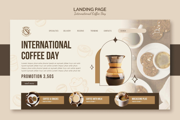 Ảnh minh họa: Thêm các trang nội dung giúp khách hàng nắm thông tin của quán cafe.