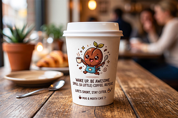 Xu hướng thiết kế bao bì kể câu chuyện thương hiệu qua linh vật Mascot ngộ nghĩnh trên ly giấy cao cấp.
