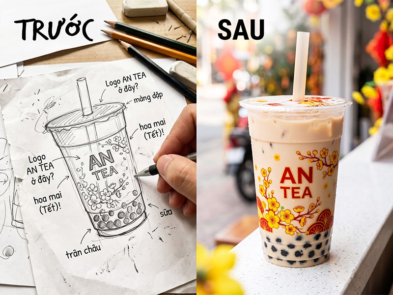 Tận hưởng đặc quyền thiết kế mẫu in ly Tết 2027 hoàn toàn miễn phí khi đặt in ly và in logo ly nhựa số lượng lớn tại xưởng in ly Kho Ly Thái Sơn.